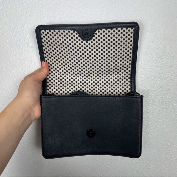 Gianni Binni black studded crossbody/ clutch purse with polka dot interior - Picture 8 of 13